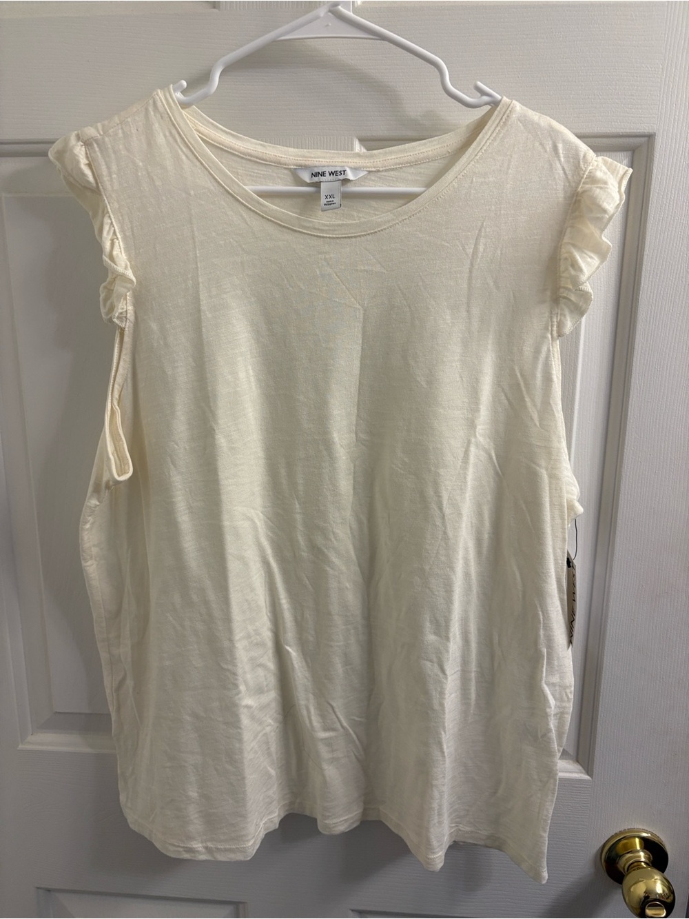 Nine West Cream Ruffle Cap-Sleeve Tank Top